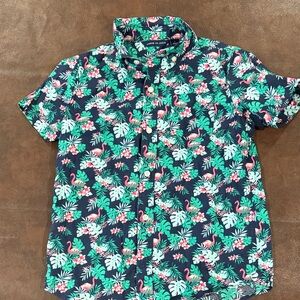 Janie and Jack Navy Tropical Flamingo Shirt. Size 7